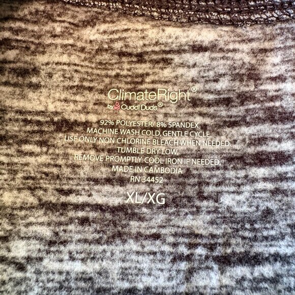 Climate Right By Cuddl Duds Black Heather Long Sleeve Base Layer Size XL - Picture 3 of 4